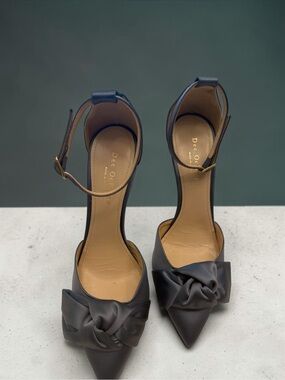 Dee Ocleppo Blue Pointed-Toe Ankle-Strap Pumps with Knotted Bow